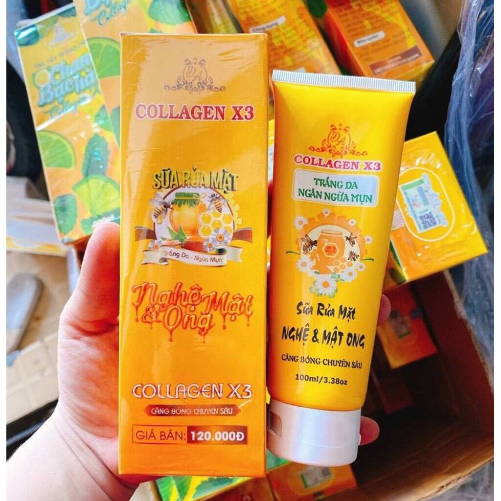 Sửa rửa mặt nghệ mật ong collagen x3