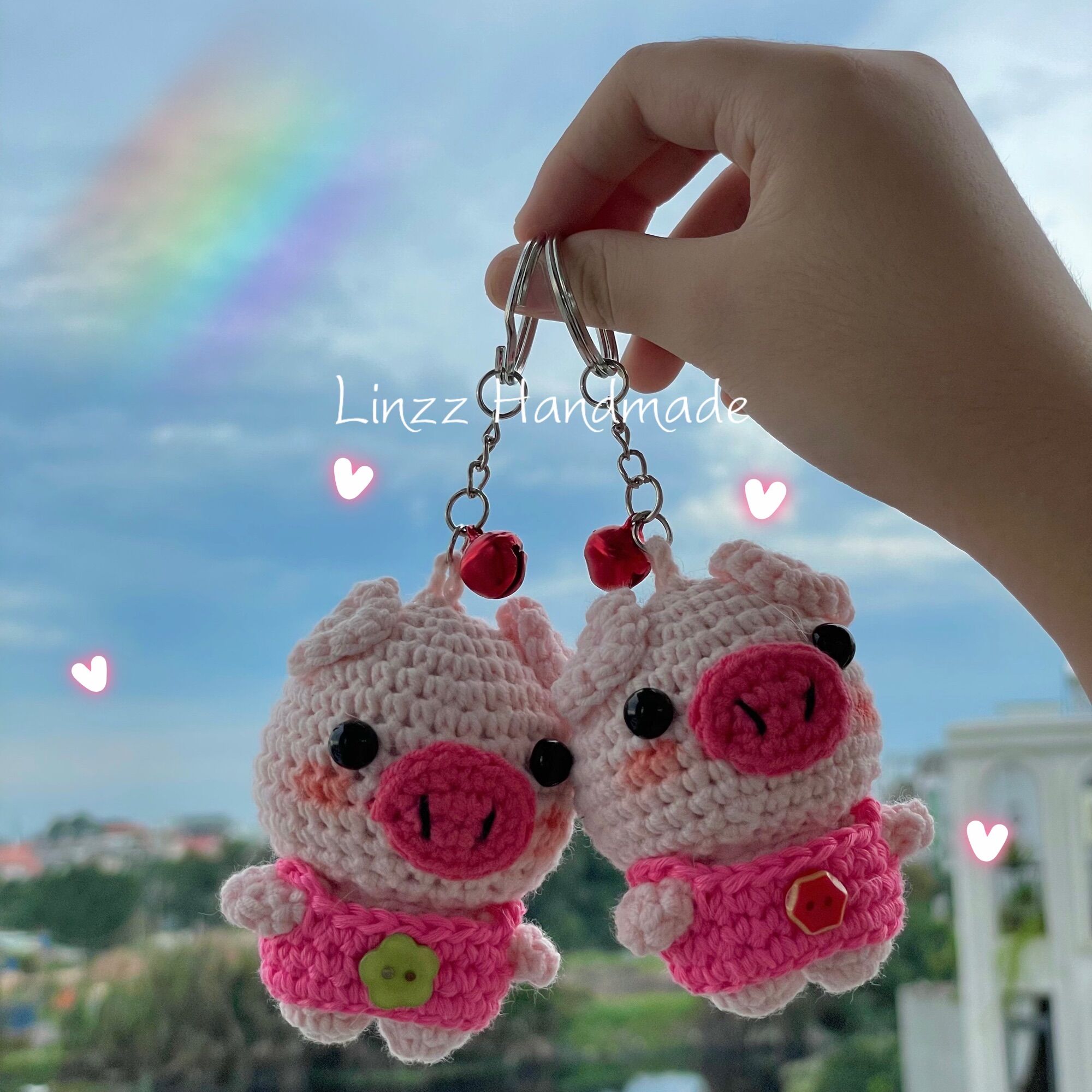 Móc khoá chú heo con mini màu hồng siêu đáng yêu