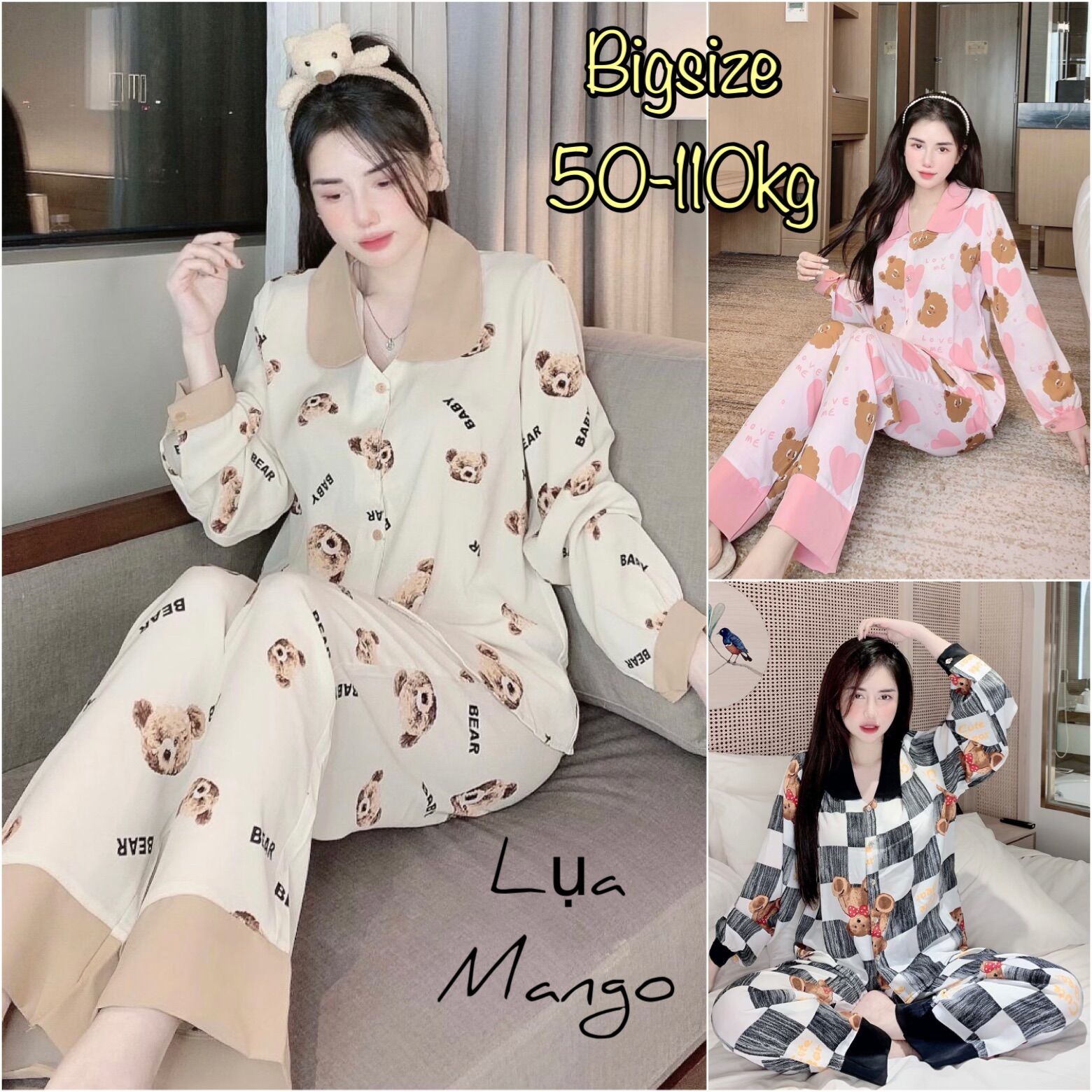(Bigsize) Đồ Bộ Lụa Tiểu Thư Cao Cấp - Chất vải rũ mượt, cực mát