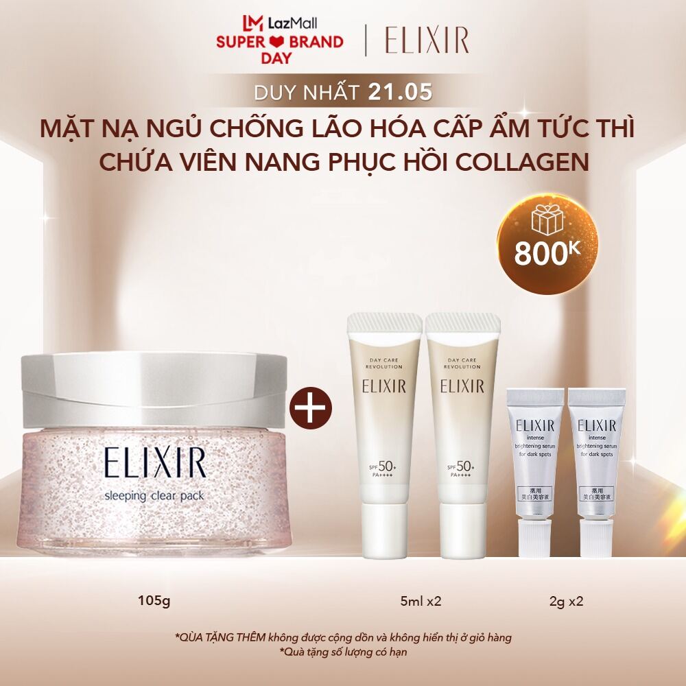 Mặt nạ ngủ phục hồi độ ẩm và dưỡng trắng da Elixir Sleeping White Clear Gel C 105g