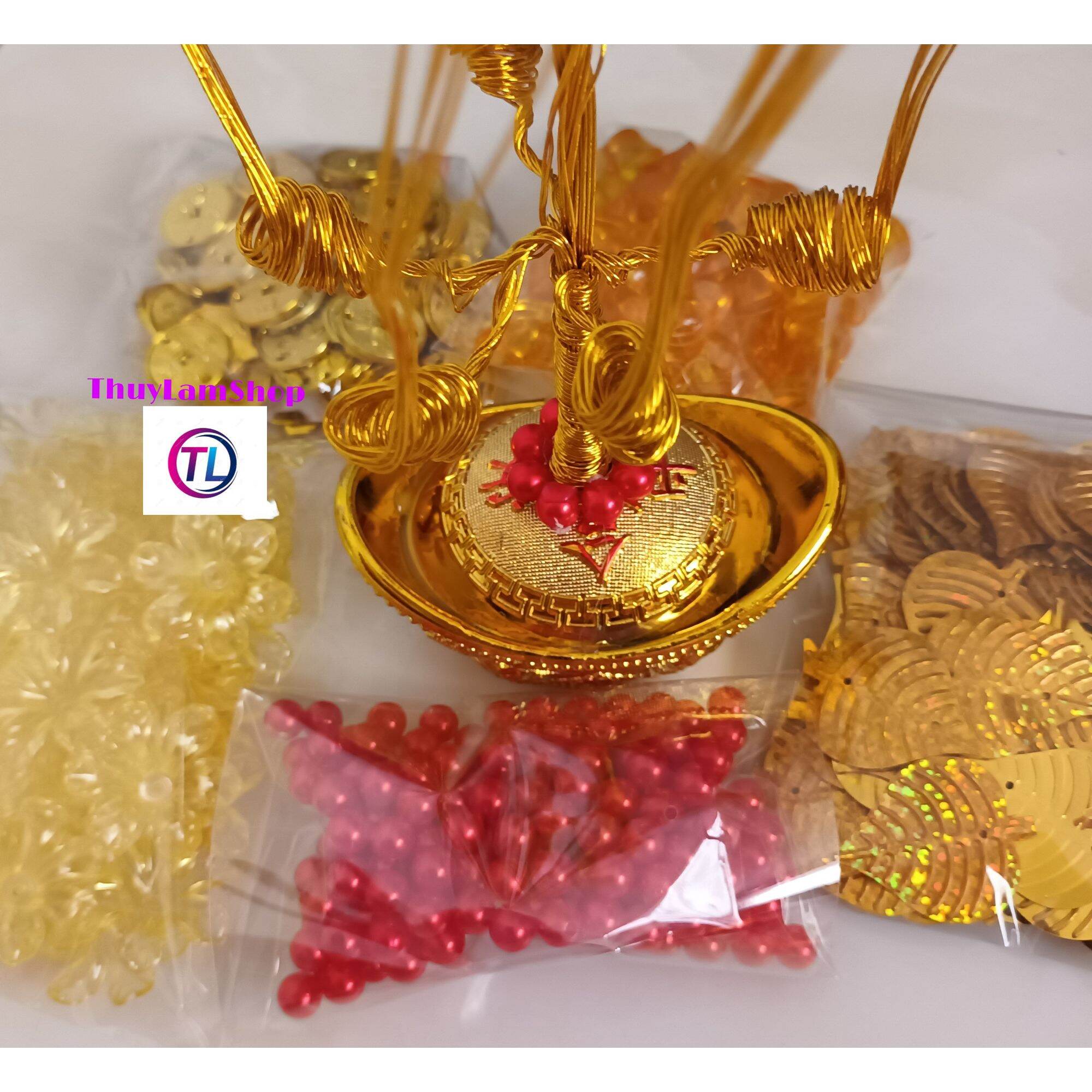 Set nguyên liệu làm cây cành vàng lá ngọc gốc thỏi vàng