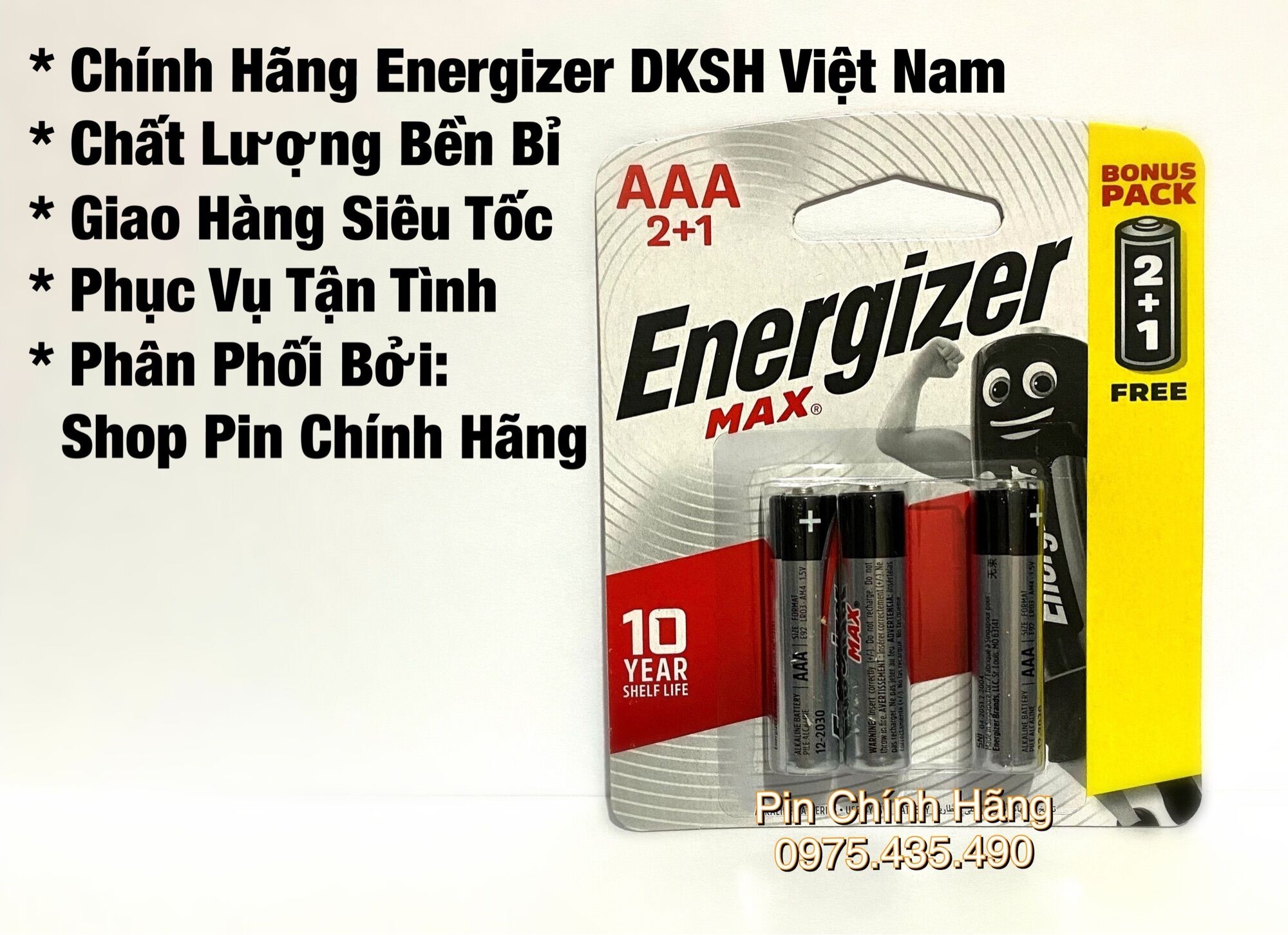 Pin AAA Energizer Alkaline E92BP2+1 Chính Hãng Vỉ 3 Viên