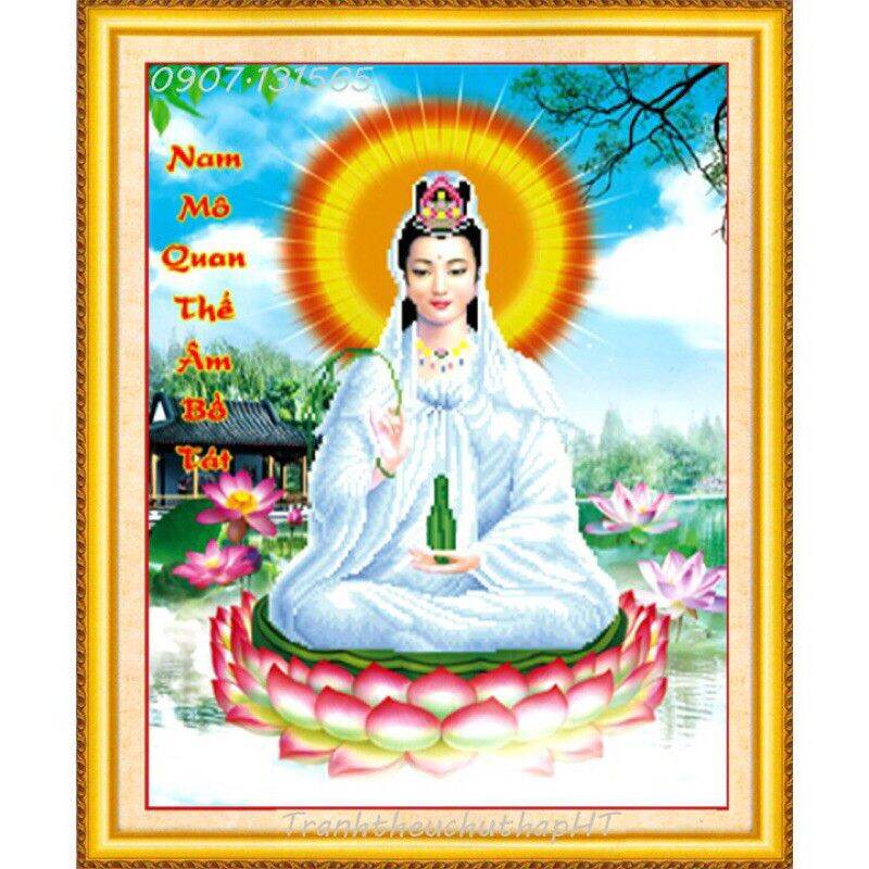 [HCM]Tranh thêu chữ thập Phật Quan Âm LV3268 (46x59) chưa thêu