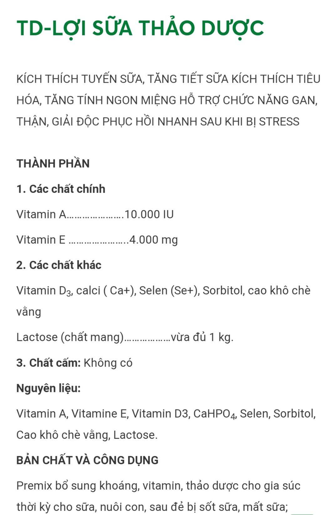 TD lợi sữa thảo dược 100 gram đạm sữa cao cấp