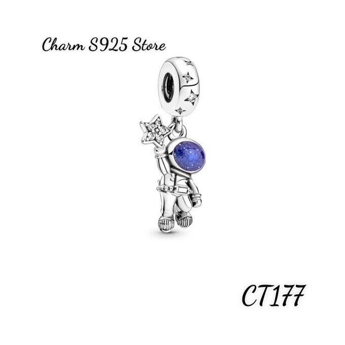 Charm pan ale treo phi hành gia bạc s925 hàng cao cấp