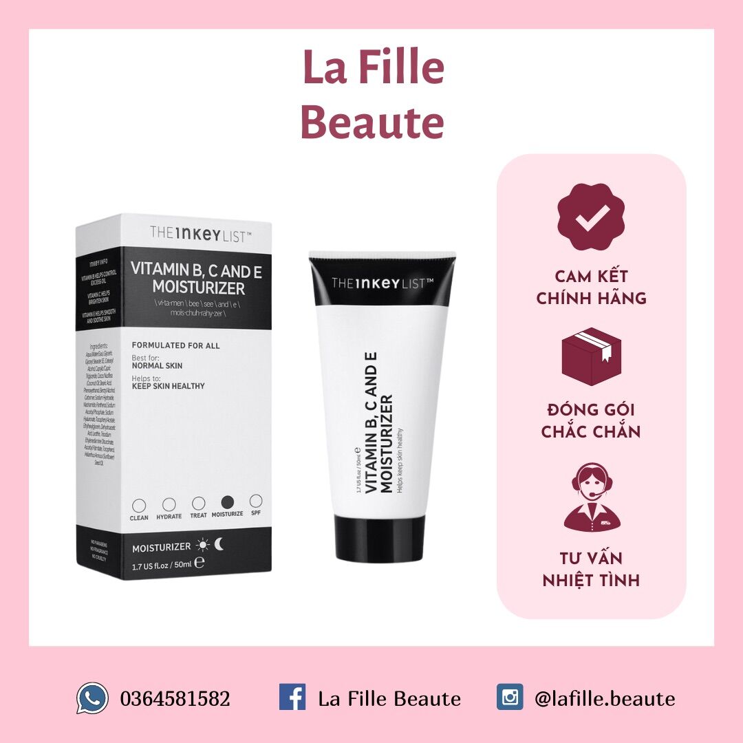 Kem dưỡng ẩm, phục hồi, làm sáng da The Inkey List Vitamin B, C and E Moisturizer 50ml