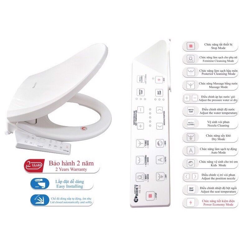 Nắp bồn cầu thông minh nhập khẩu hàn quốc .hyundae bidet . hb-220