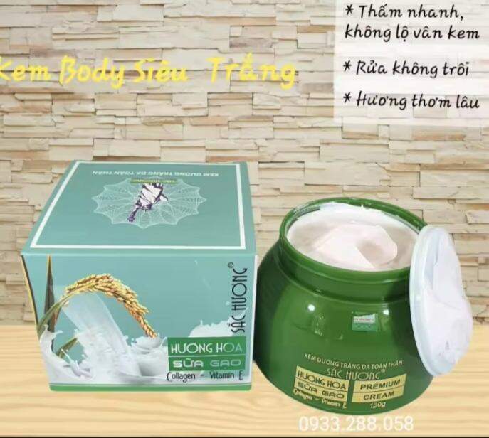 Kem giữ ẩm làm trắng da toàn thân, siêu thấu, mền mịn, chống nắng,hương  hoa gạo sữa Sắc Hương