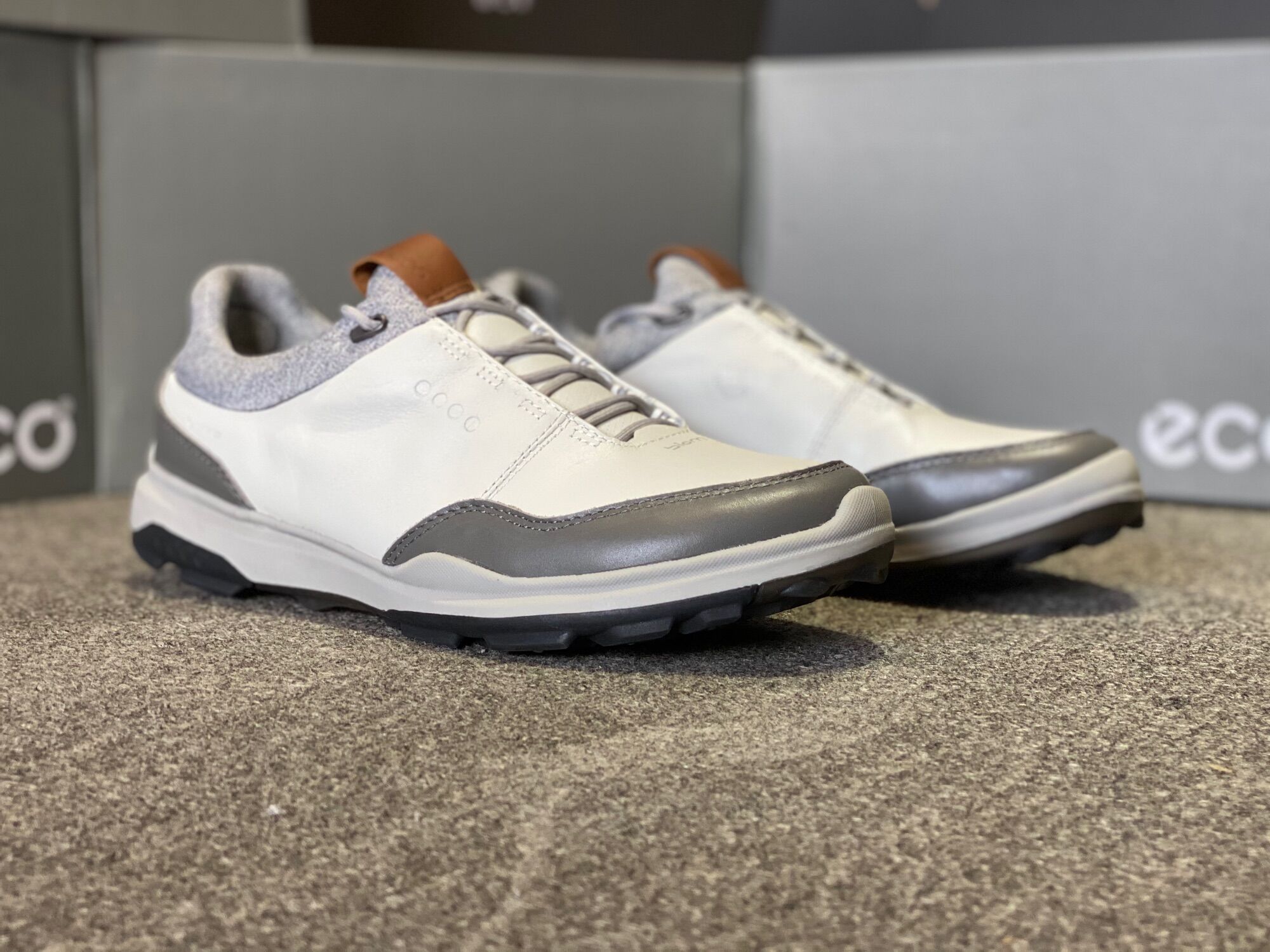 Giày Golf Nam Ecco M Golf Biom Hybrid 3-White/Grey