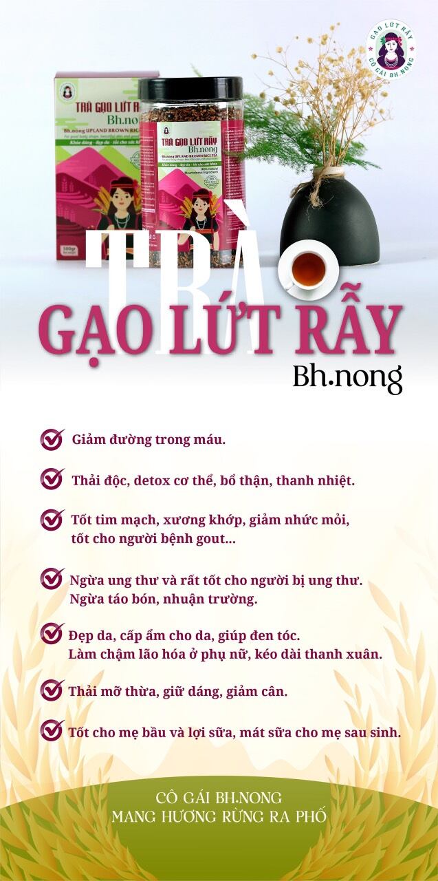 Trà gạo lứt rẫy rang mộc bh.nong túi 500g - ảnh sản phẩm 2