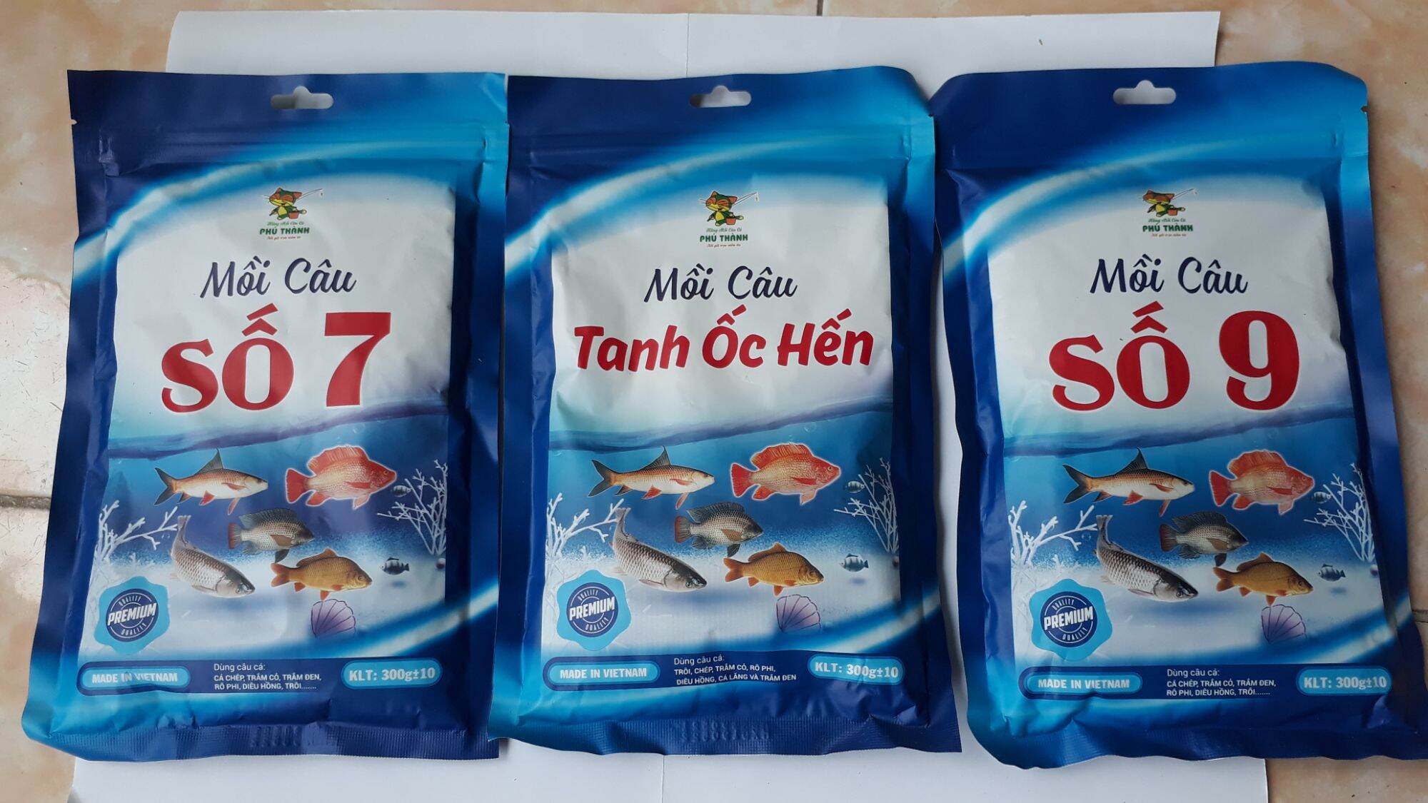 Bộ 3 Gói Mồi Câu Cá Phú Thành Số 7,Số 9,Tanh Ốc Hến