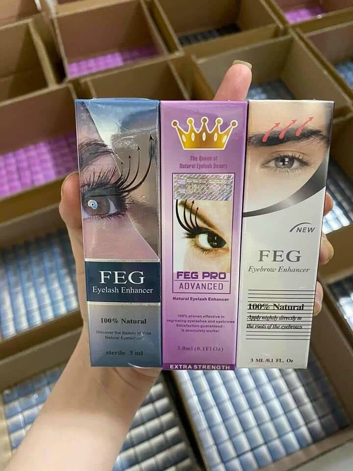 Combo dưỡng mi dưỡng mày. feg hồng : kích thích mọc thêm mi mới, mọc nhiều mi. feg tím : dưỡng săn chắc khoẻ mi, giảm gãy rụng, làm cong và đen sợi mi và vươn dài sợi mi nhanh x2 lần. feg đen dưỡng mài