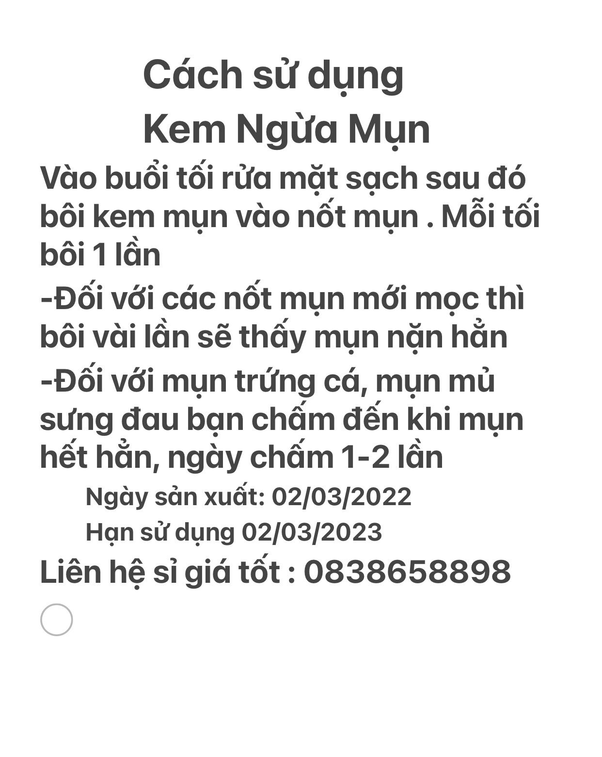 Kem ngừa mụn hiệu quả nhanh (đát luôn mới)