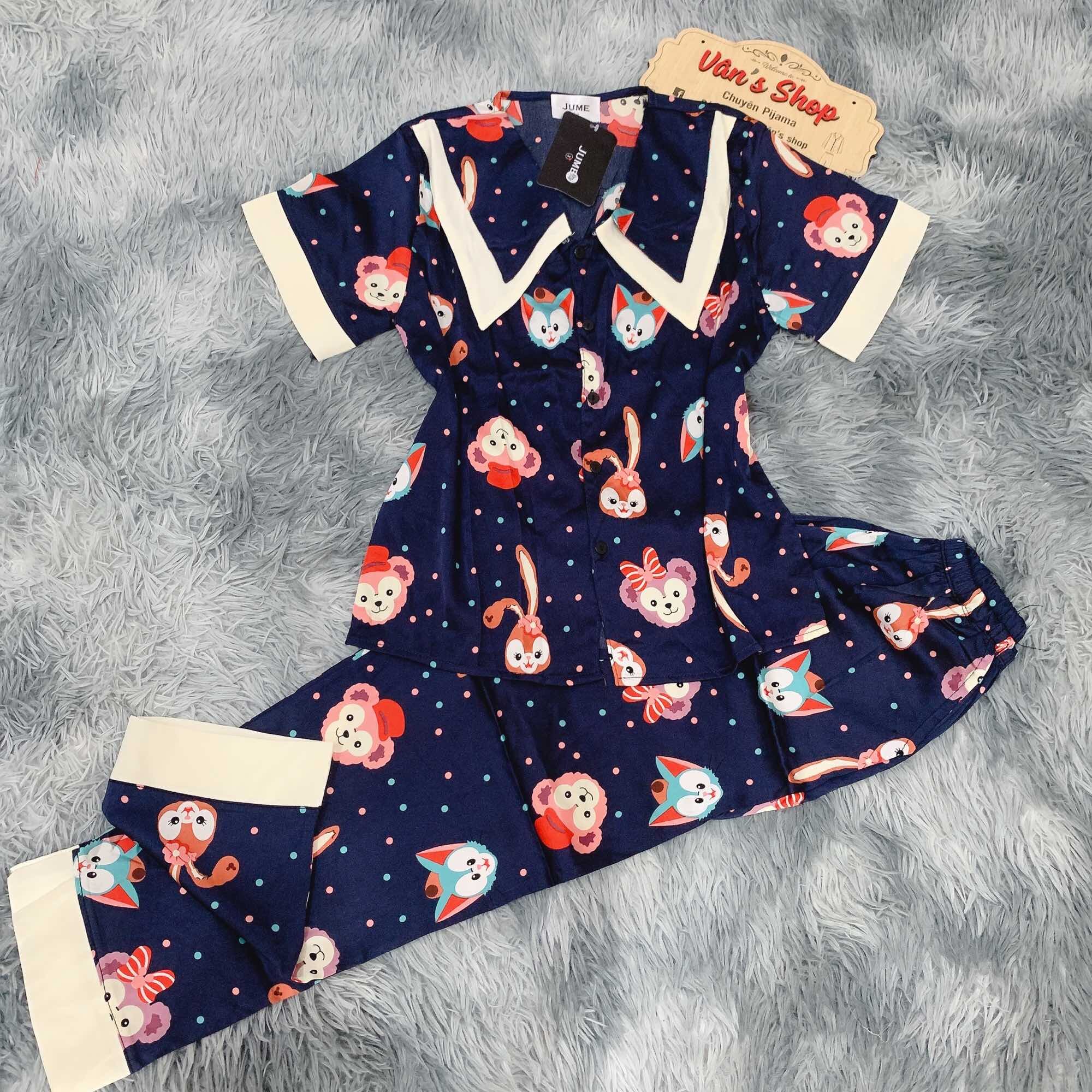 Bộ pijama tay ngắn quần dài size nhỏ 40-50-55kg cao 158m đổ lại