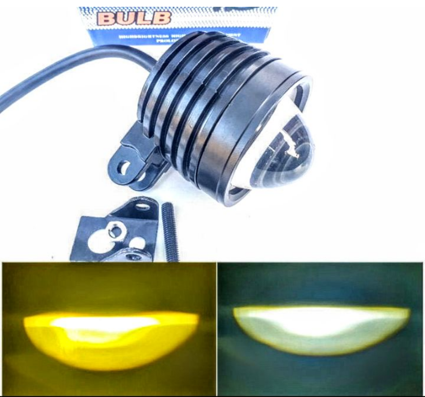 Đèn trợ sáng l4 bi cầu sieu xe máy xe hơi ôtô sáng 2 chế độ sáng vàng và trắng cực chất