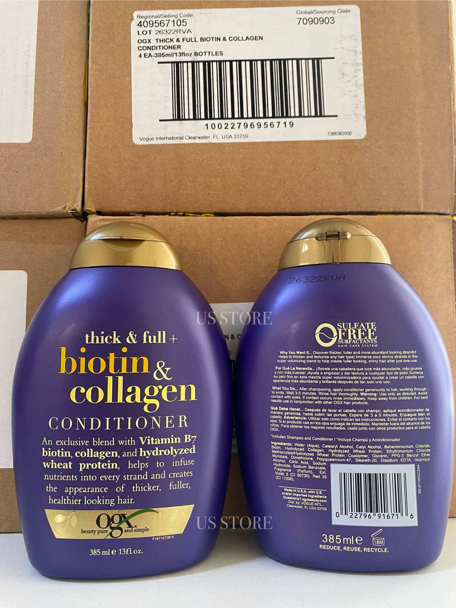 [Chính hãng - Bản Mỹ] Bộ dầu gội xả Biotin tím Thick & Full Biotin & Collagen OXG 385ml