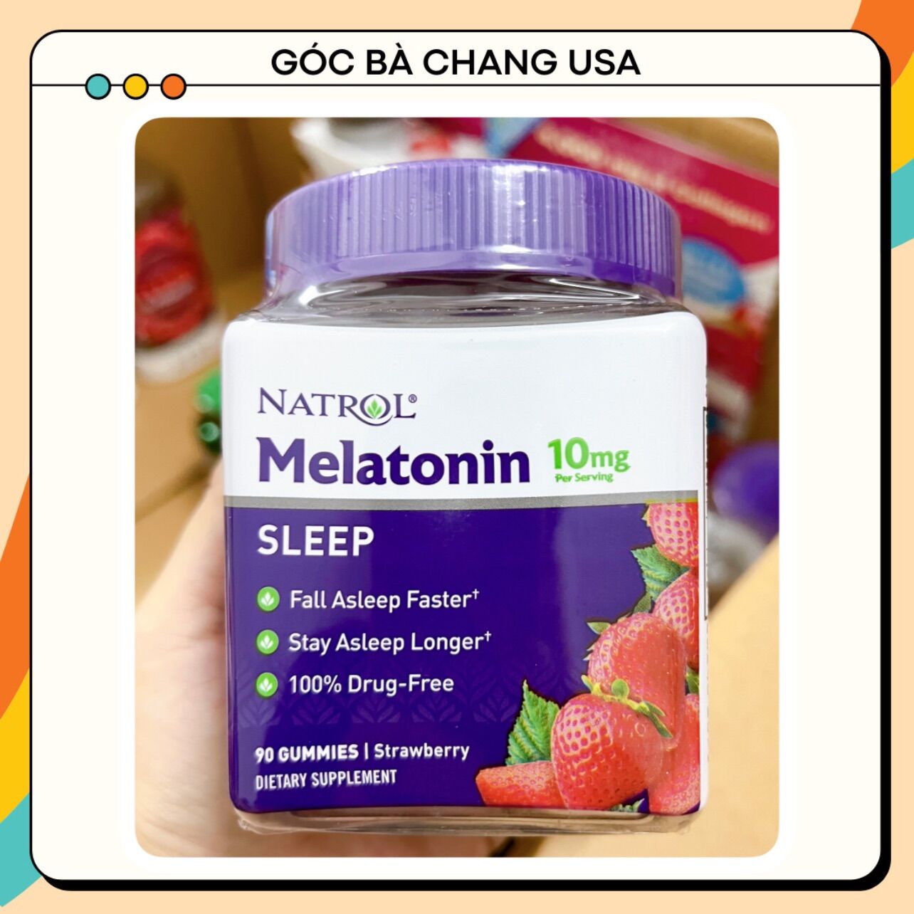 Kẹo dẻo ngủ ngon Melatonin vị dâu 10mg 90viên