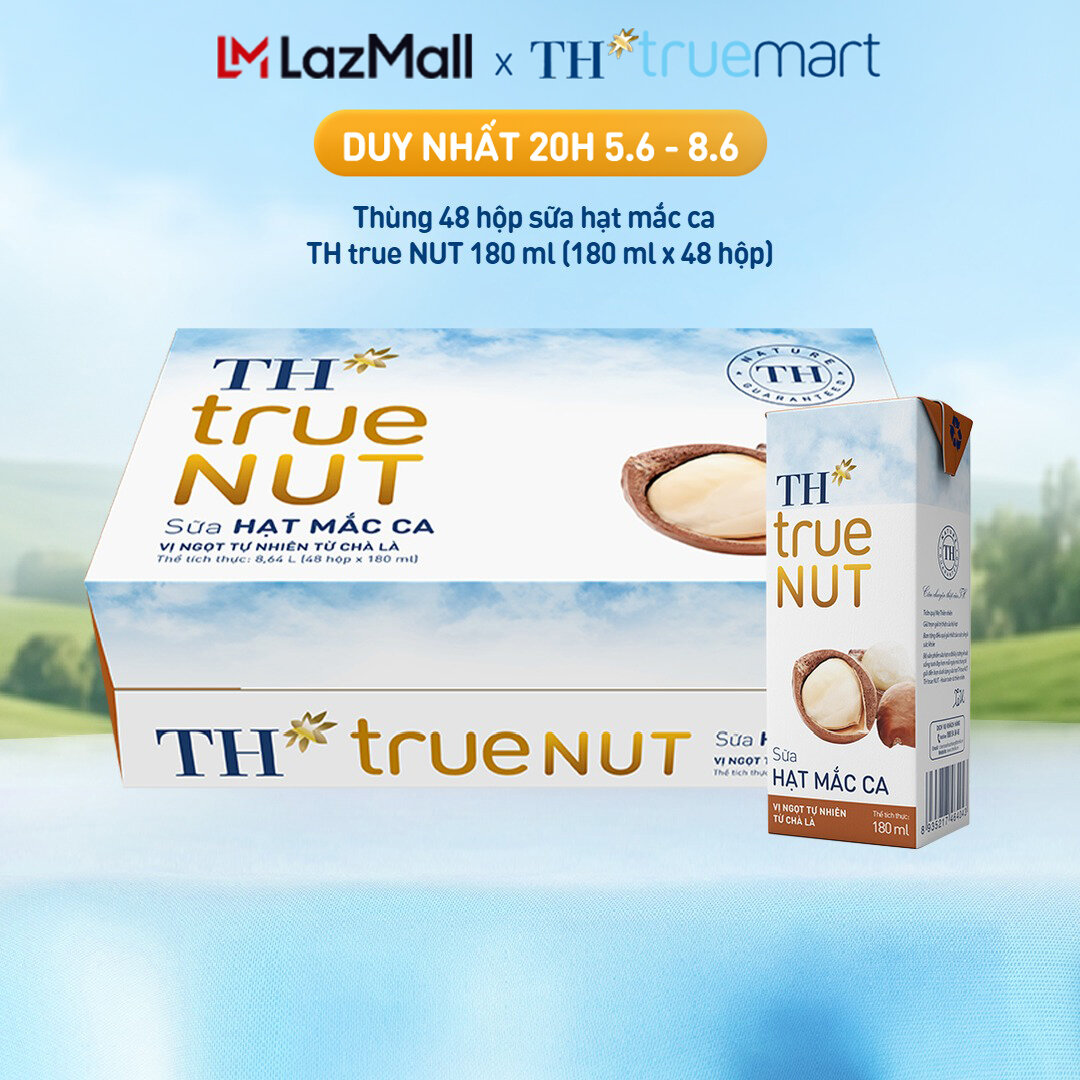 Thùng 48 hộp sữa hạt mắc ca TH true NUT 180 ml (180 ml x 48)