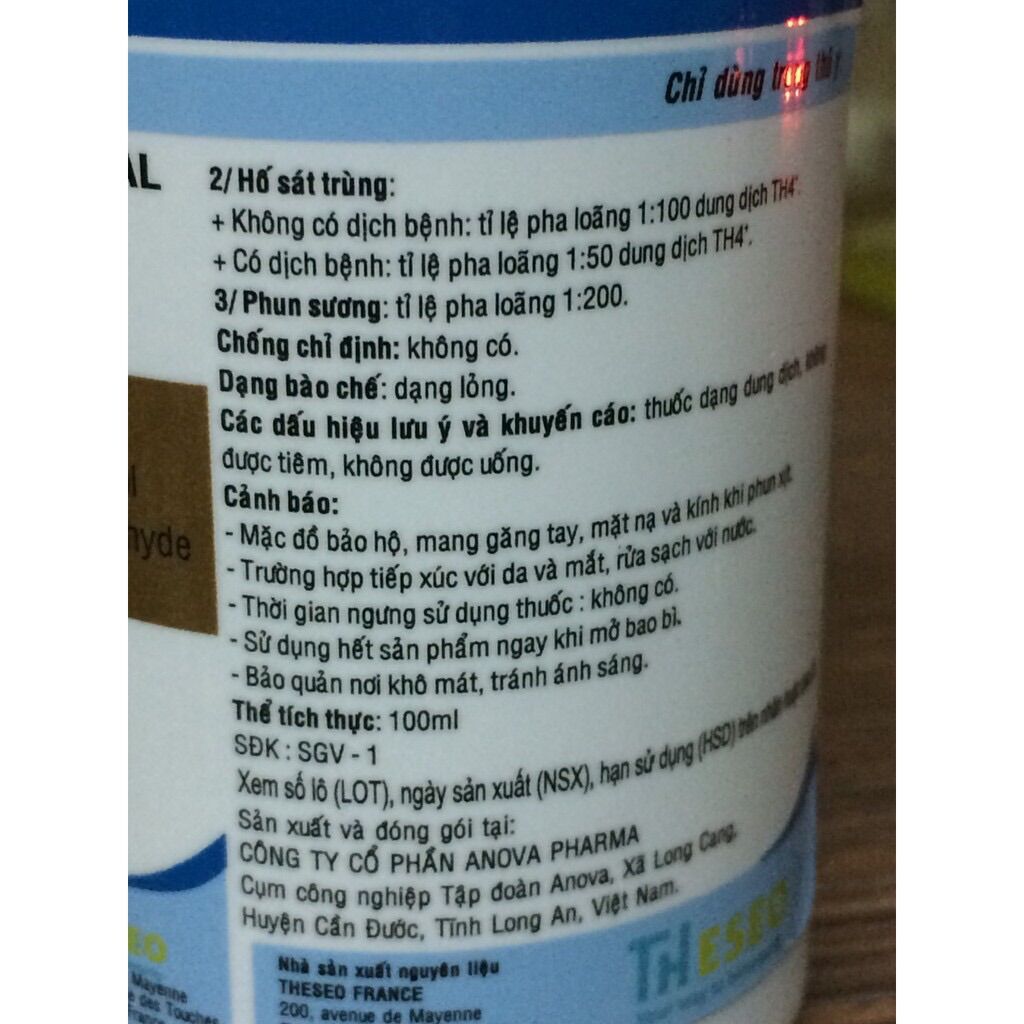 THHUỐC SÁT TRÙNG CHUỒNG TRẠI TH4 100ML TH 4