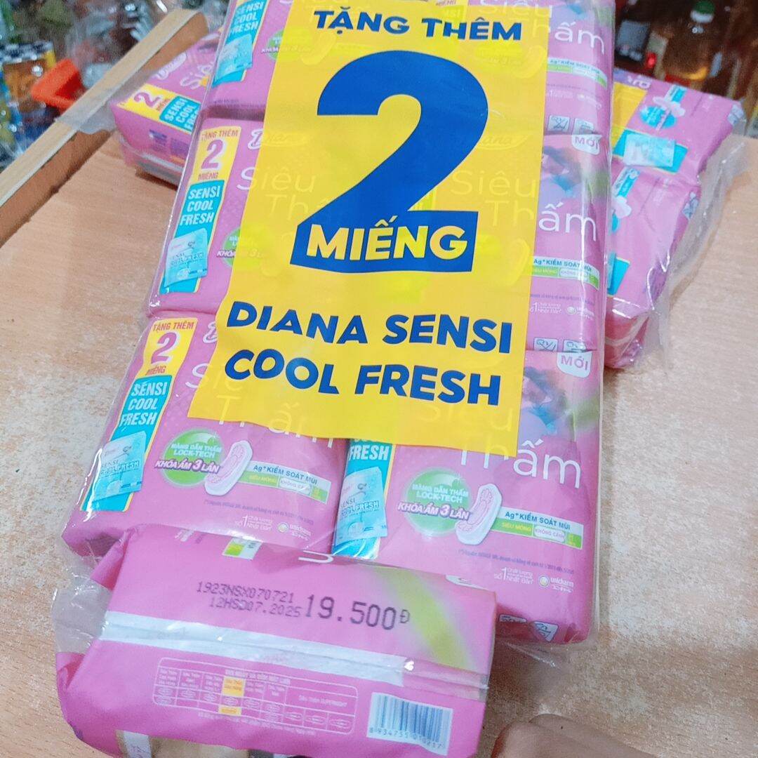 TẶNG THÊM 12 MIẾNG KHI MUA 6 GÓI BVS DIANA SIEU MỎNG CÁNH-khong CÁNH (23cm)