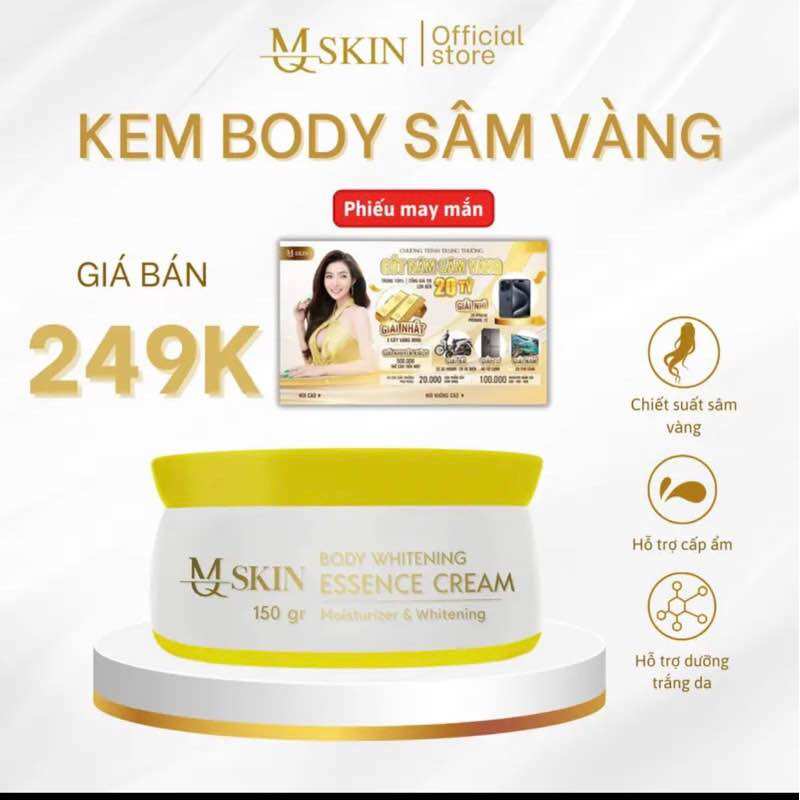 KEM BODY SÂM VÀNG MQSKIN KÈM (THẺ CÀO + KÍCH TRẮNG)