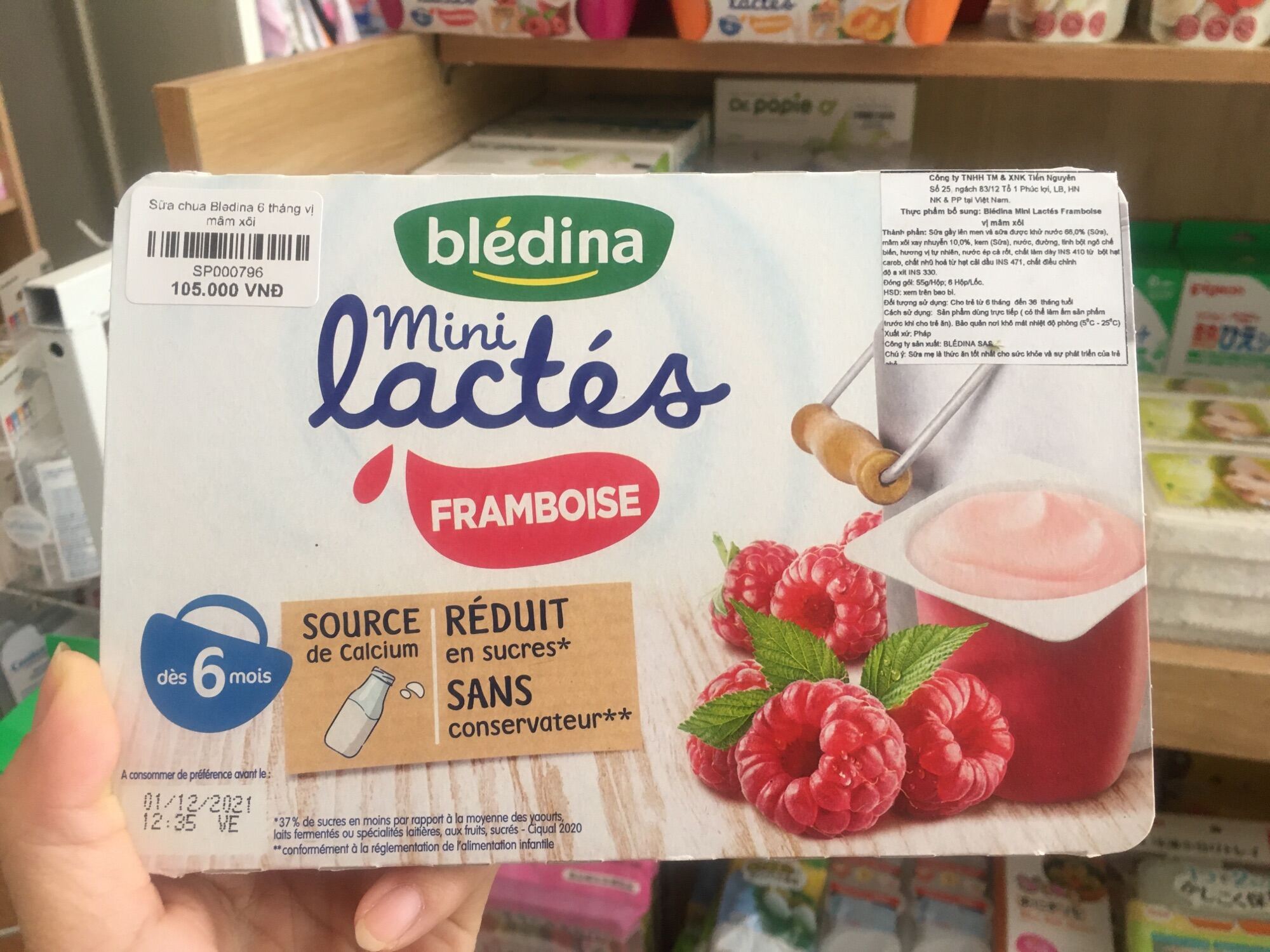 Sữa chua Bledina Pháp lốc 6 hủ vị mâm xôi