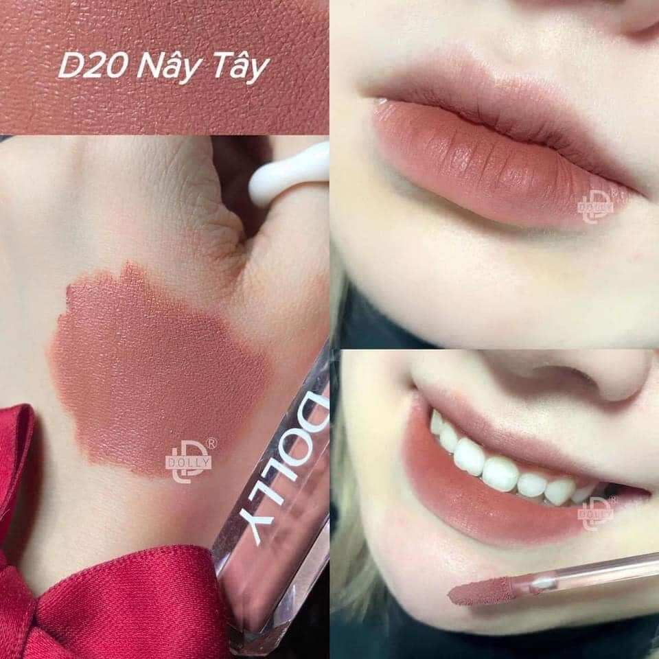 Son kem lì dolly diamond velvet màu Nâu Tây sang chảnh mềm mịn môi
