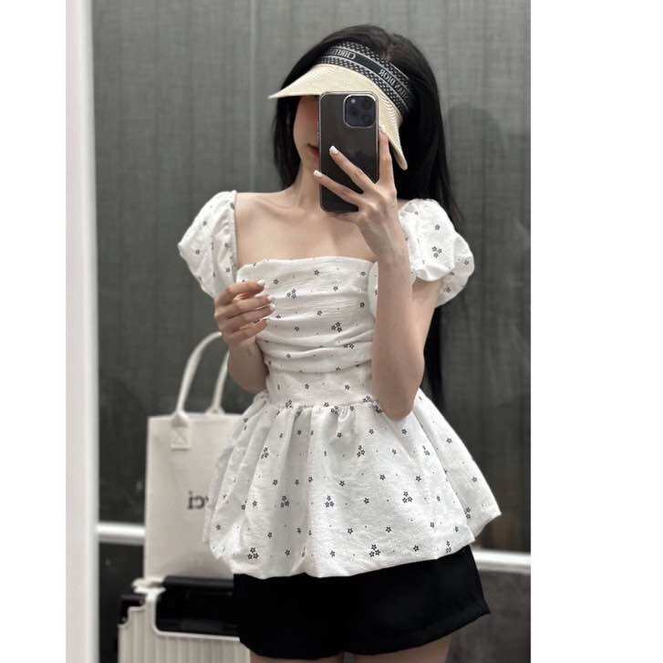 Áo kiểu peplum hoa nhí cúp bí ch5