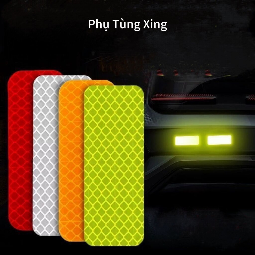  Tem bộ 10 miếng dán phản quang cảnh báo an toàn chống trầy trang trí dán viền xe điện xe đạp xe máy xe hơi,phụ tùng phụ kiện xe 