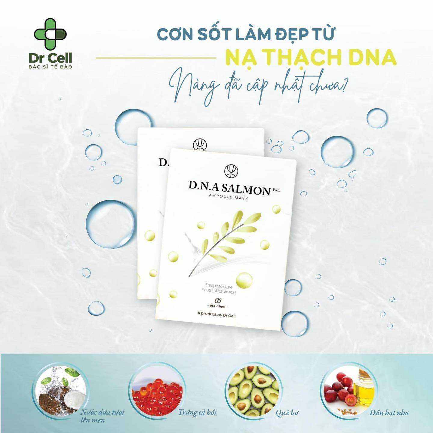Mặt Nạ DNA SalMon Dr Cell Dưỡng Da, Cung Cấp Độ Ẩm, Tái Tạo Collagen ( 1 Miếng)