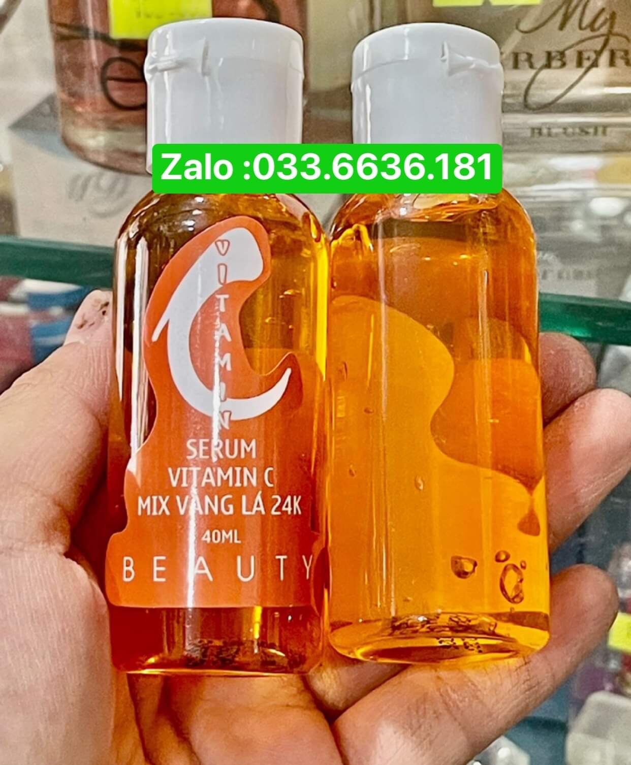 Serum cấy trắng vitamin C mix vàng lá 24k dùng trộn kem body tăng độ trắng gấp 10 lần chai 40ml