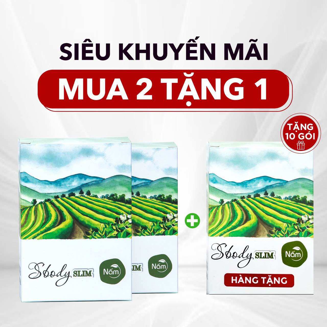 Combo 2 nấm giảm cân sbody tặng 1 hộp 10 gói