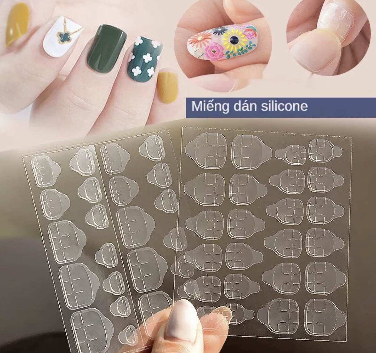 Nail box thiết kế hoa bột đính đá - 24 móng up đính đá cao cấp