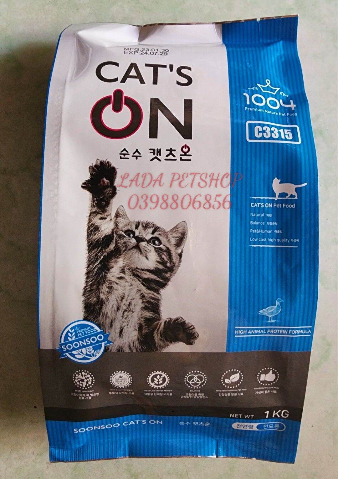[1kg chiết] Hạt thức ăn khô cho mèo Cat's on/Caton/ Cat on túi 1kg