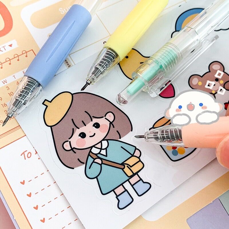 Dao cắt khắc sticker washi dạng bút bấm Diy