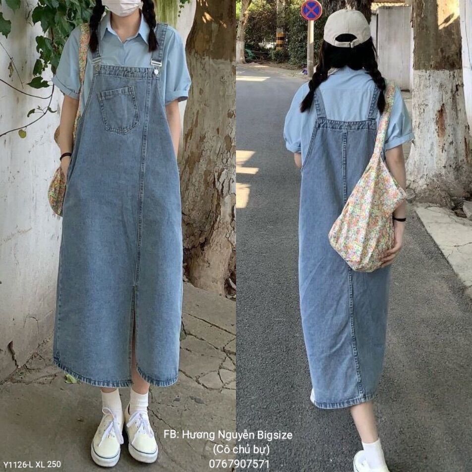 50-95kg bigsize yếm váy jean form rộng y1126