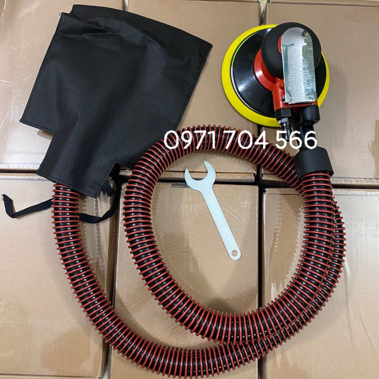 Máy chà nhám hơi đế 150mm có hút bụi