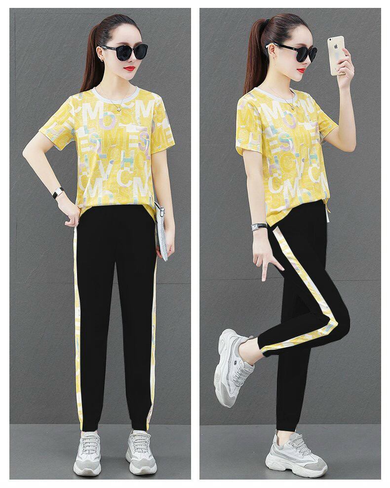 Đồ bộ thể thao nữ in họa tiết chữ cao cấp