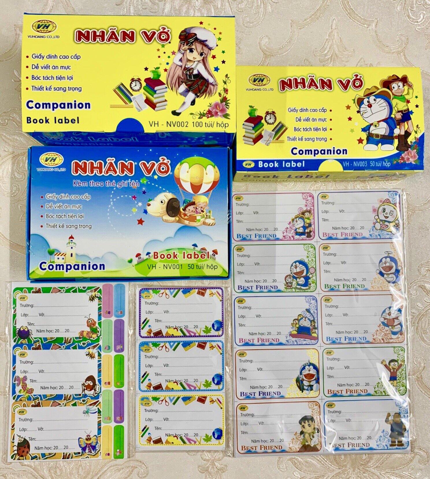 3 xấp nhãn vở kèm thẻ ghi tên