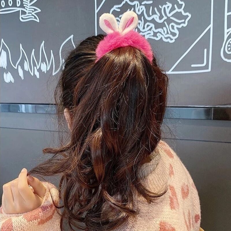 Dây buộc tóc tai thỏ lông mềm siêu cute (set 2 cái)