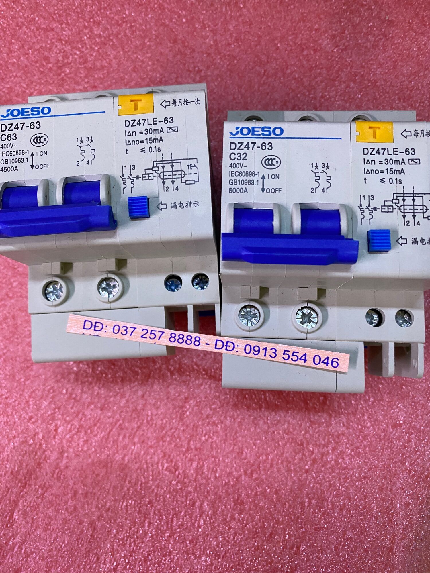 Át chống giật 2 pha DZ47-63 /63 A