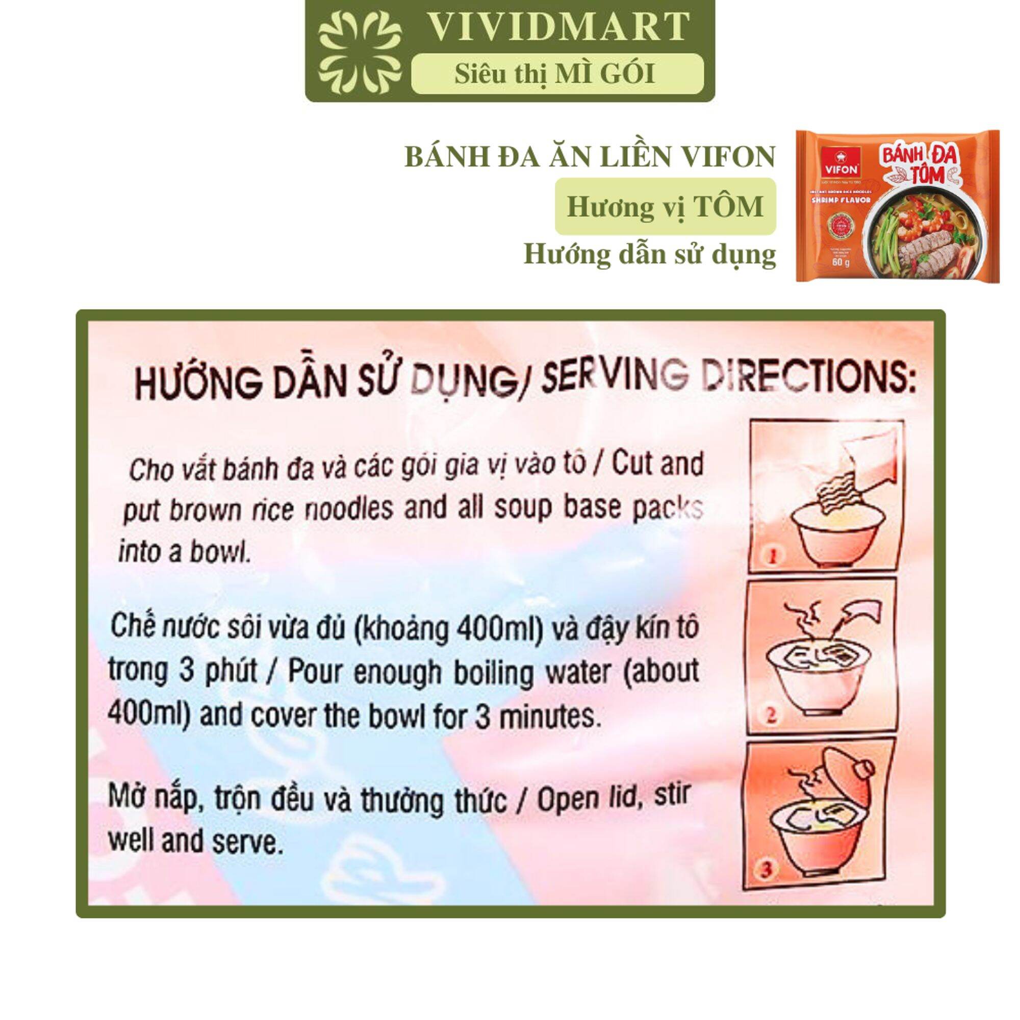 [SET 10 GÓI] - VIFON - Bánh đa Vifon gói 3 vị: Cua, Tôm, Hải sản cay, bánh đa gói Vifon, bánh đa trộn Vifon ăn liền (60g/gói)