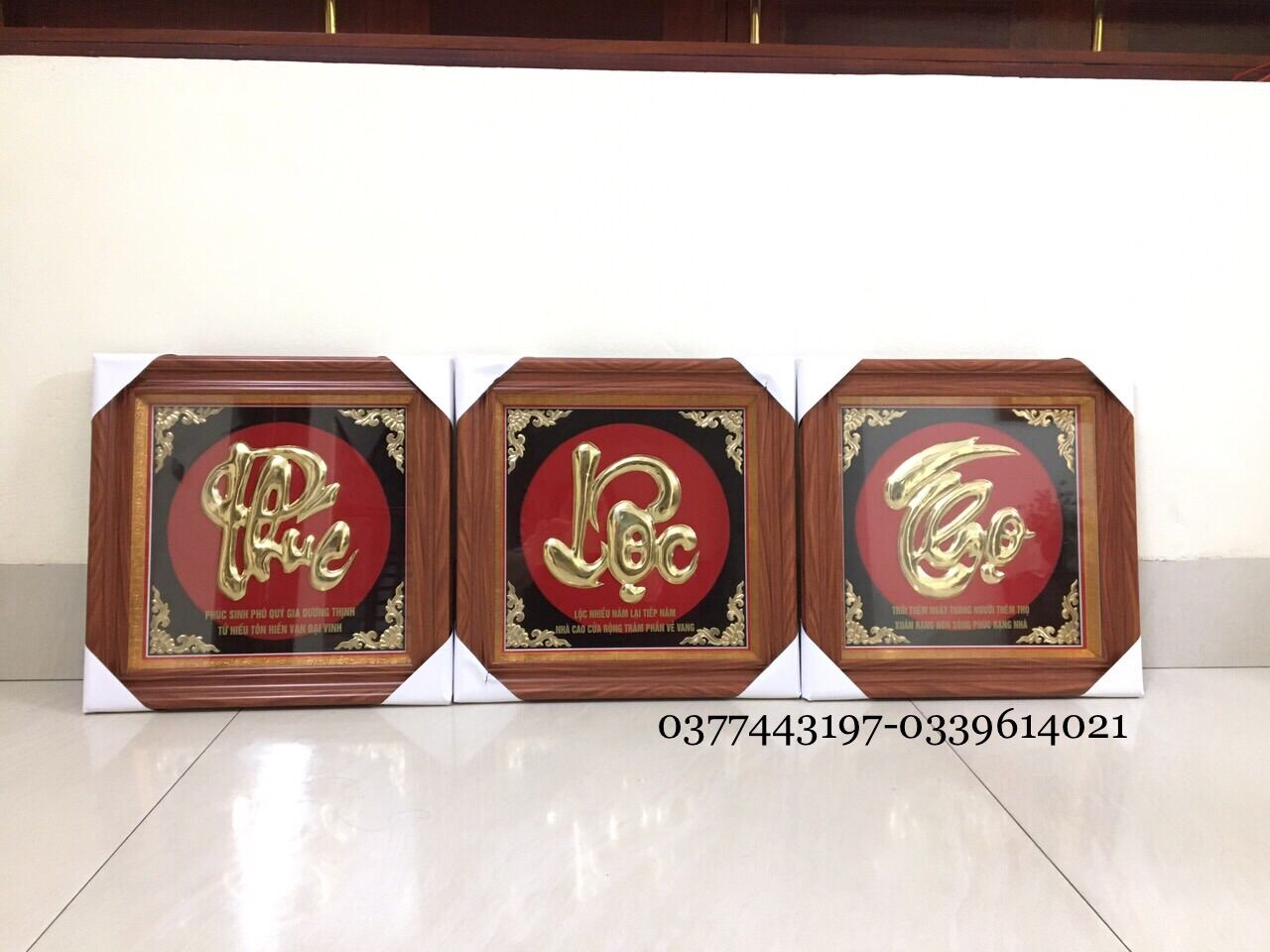 Combo bộ tranh chữ Phúc -Lộc - Thọ bằng đồng nguyên chất 42x42cm
