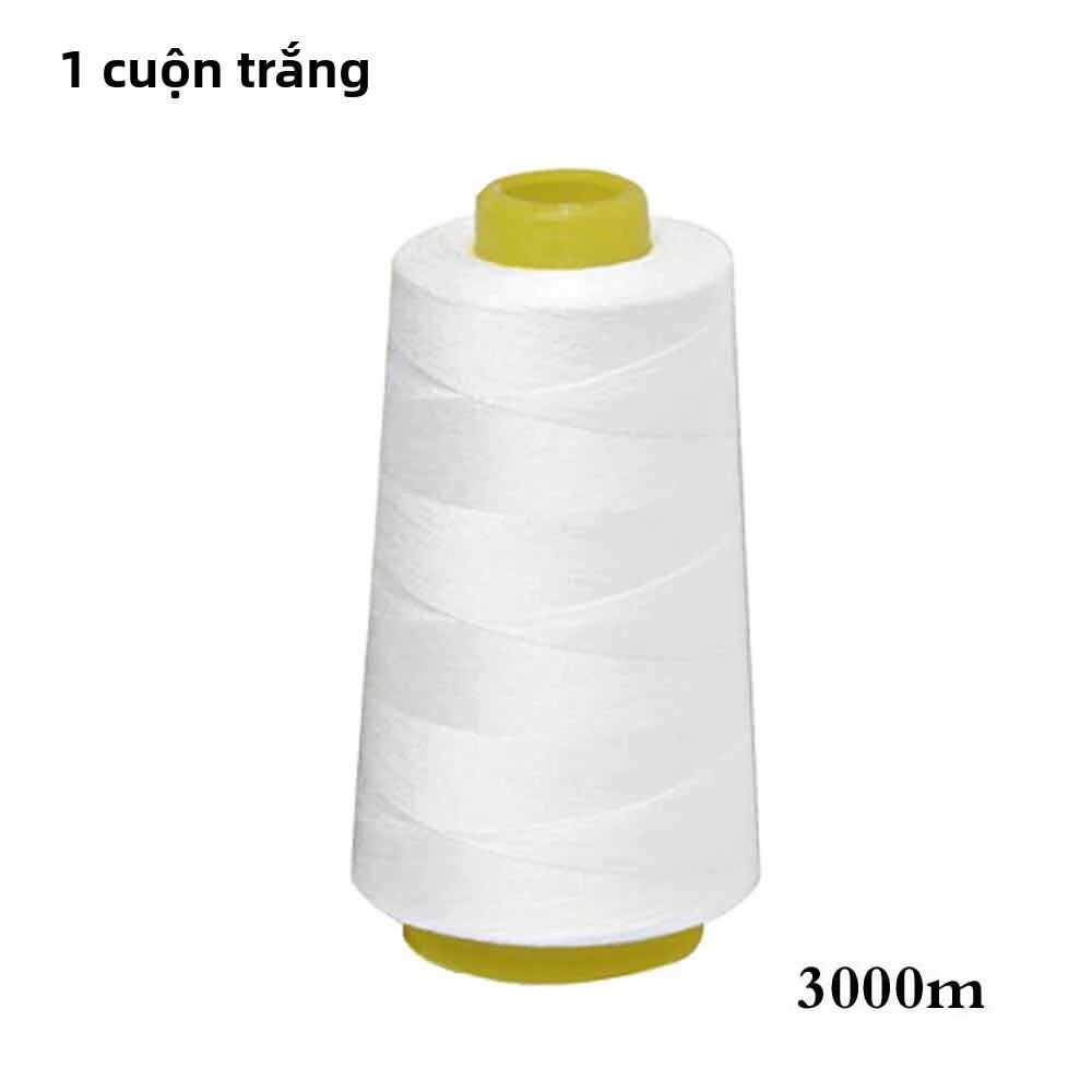 Cuộn Chỉ May 100% Polyester Mỗi Cuộn 3000 Thước 2 Màu Dùng Cho Máy Vắt Sổ Chịu Mài Mòn