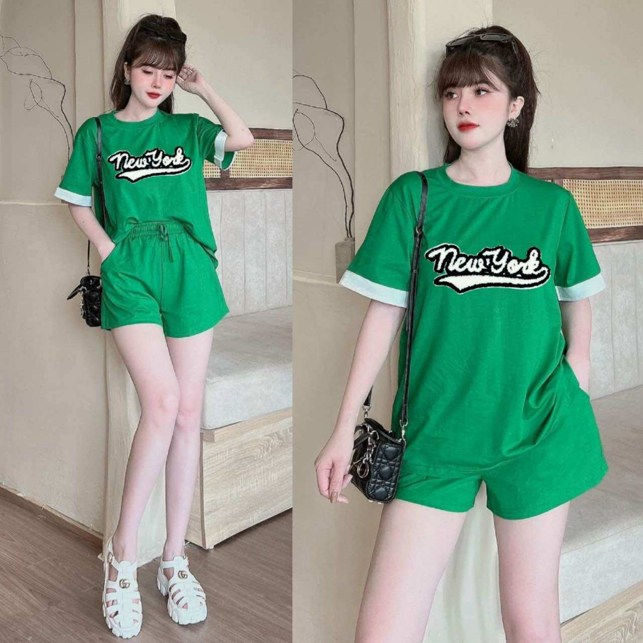 BỘ SHORT THÊU LÔ GÔ Q CHÂU CAO CẤP