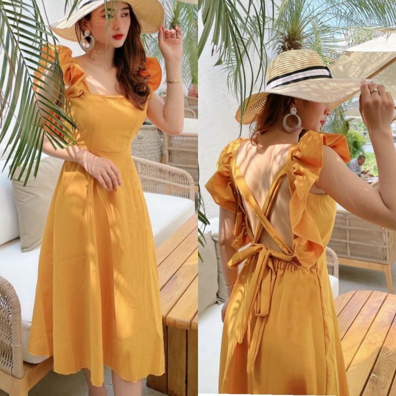 🎀 Đầm 2 Đây Hở Lưng Đan Dây Dáng Dài