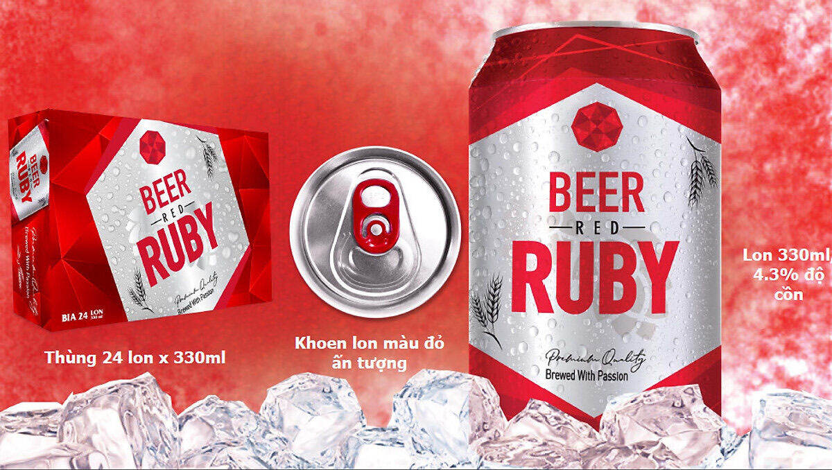 THÙNG 24 LON  RUBY ĐỎ x 330ml