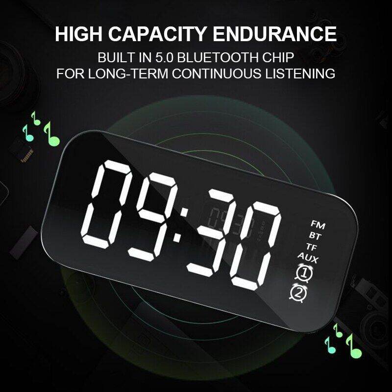 Loa Bluetooth kiêm đồng hồ báo thức mặt gương