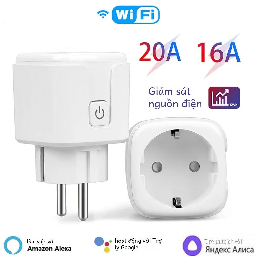 Ổ Cắm Thông Minh Ổ Cắm Wifi EU 16a/20a Có Giám Sát Nguồn Điện Chức Năng Thời Gian Tương Thích Với Alexa Google Home Alice Smartthing Tự Động Hóa mô Đun