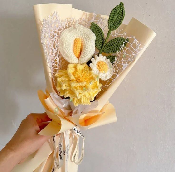 hoa bó bằng len handmade